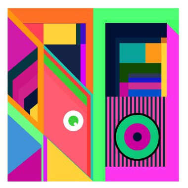 Kaynak için vektör renkli geometrik ve eğri arkaplan deseni