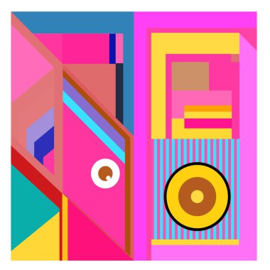 Kaynak için vektör renkli geometrik ve eğri arkaplan deseni