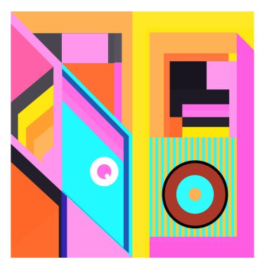 Kaynak için vektör renkli geometrik ve eğri arkaplan deseni