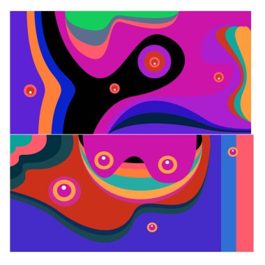 Kaynak için vektör renkli geometrik ve eğri arkaplan deseni