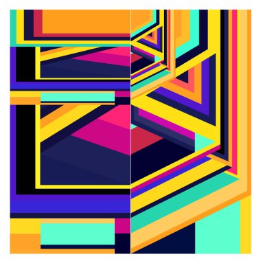 Kaynak için vektör renkli geometrik ve eğri arkaplan deseni