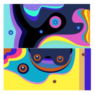 Kaynak için vektör renkli geometrik ve eğri arkaplan deseni