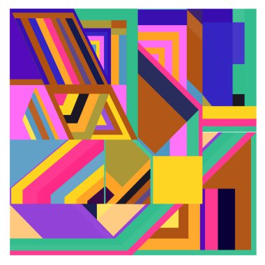 Kaynak için vektör renkli geometrik ve eğri arkaplan deseni