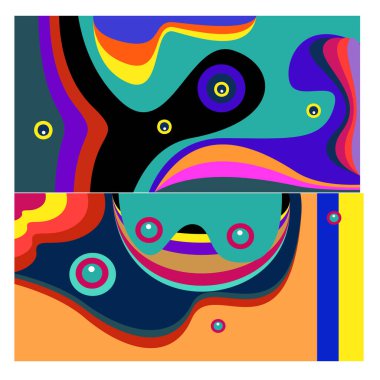 Kaynak için vektör renkli geometrik ve eğri arkaplan deseni