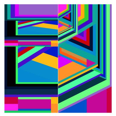 Kaynak için vektör renkli geometrik ve eğri arkaplan deseni