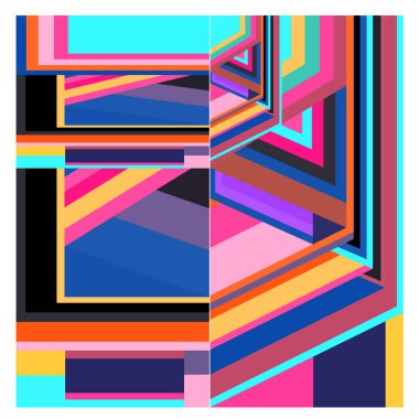 Kaynak için vektör renkli geometrik ve eğri arkaplan deseni