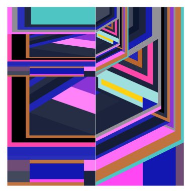 Kaynak için vektör renkli geometrik ve eğri arkaplan deseni