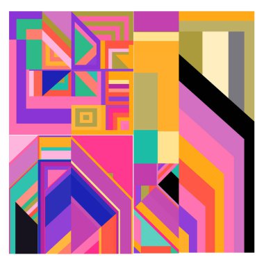 Kaynak için vektör renkli geometrik ve eğri arkaplan deseni