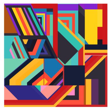 Kaynak için vektör renkli geometrik ve eğri arkaplan deseni