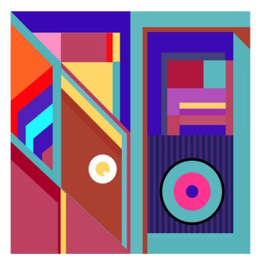 Kaynak için vektör renkli geometrik ve eğri arkaplan deseni