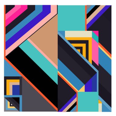 Kaynak için vektör renkli geometrik ve eğri arkaplan deseni