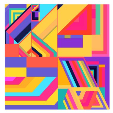 Kaynak için vektör renkli geometrik ve eğri arkaplan deseni