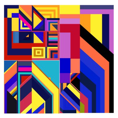 Kaynak için vektör renkli geometrik ve eğri arkaplan deseni