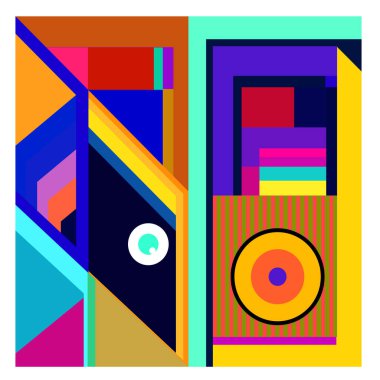 Kaynak için vektör renkli geometrik ve eğri arkaplan deseni