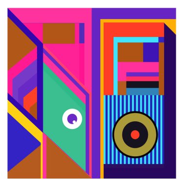 Kaynak için vektör renkli geometrik ve eğri arkaplan deseni