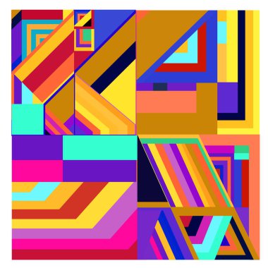 Kaynak için vektör renkli geometrik ve eğri arkaplan deseni