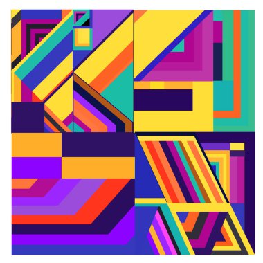 Kaynak için vektör renkli geometrik ve eğri arkaplan deseni