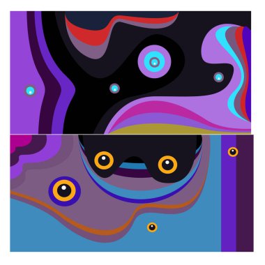 Kaynak için vektör renkli geometrik ve eğri arkaplan deseni