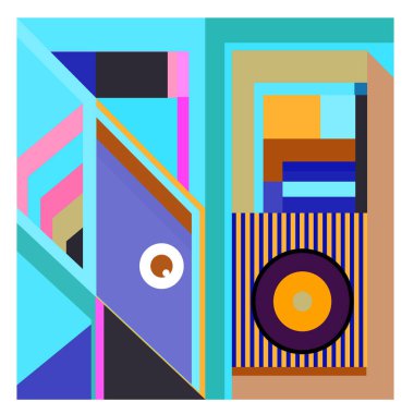 Kaynak için vektör renkli geometrik ve eğri arkaplan deseni