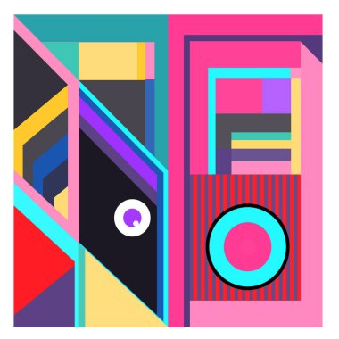 Kaynak için vektör renkli geometrik ve eğri arkaplan deseni