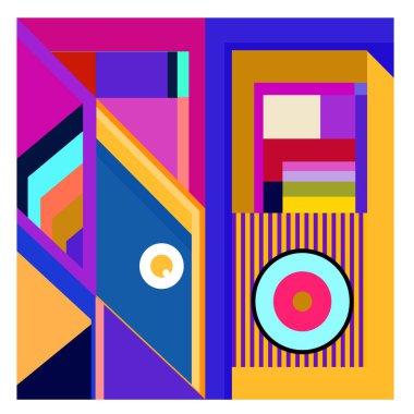 Kaynak için vektör renkli geometrik ve eğri arkaplan deseni