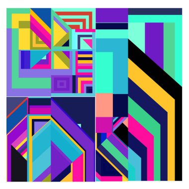 Kaynak için vektör renkli geometrik ve eğri arkaplan deseni