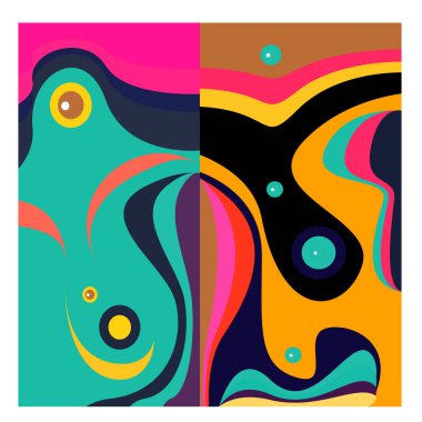 Kaynak için vektör renkli geometrik ve eğri arkaplan deseni