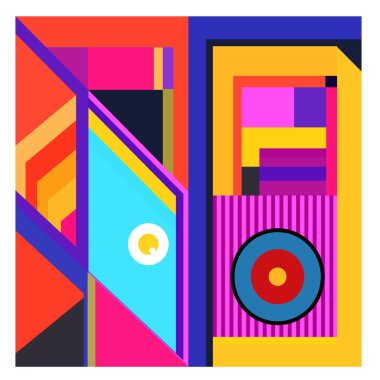 Kaynak için vektör renkli geometrik ve eğri arkaplan deseni