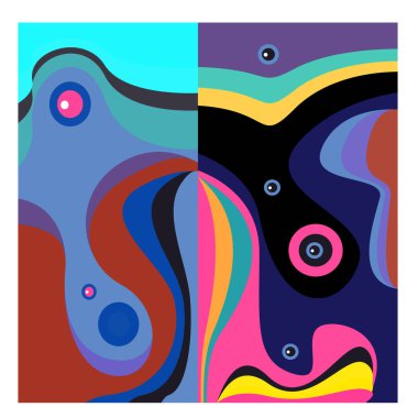 Kaynak için vektör renkli geometrik ve eğri arkaplan deseni