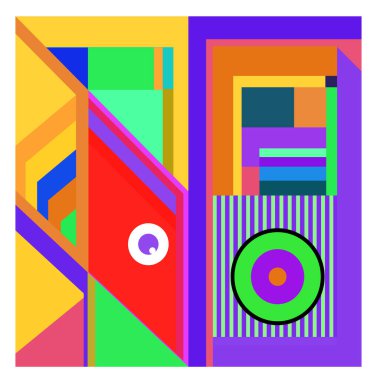 Kaynak için vektör renkli geometrik ve eğri arkaplan deseni