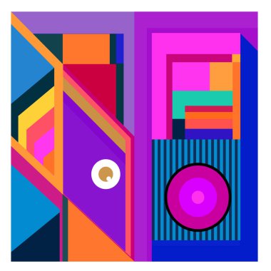 Kaynak için vektör renkli geometrik ve eğri arkaplan deseni