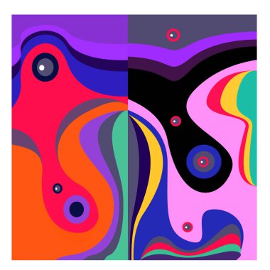 Kaynak için vektör renkli geometrik ve eğri arkaplan deseni