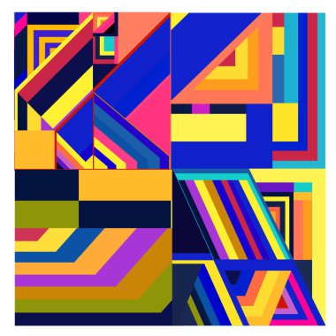 Kaynak için vektör renkli geometrik ve eğri arkaplan deseni