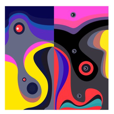 Kaynak için vektör renkli geometrik ve eğri arkaplan deseni