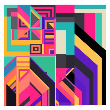 Kaynak için vektör renkli geometrik ve eğri arkaplan deseni