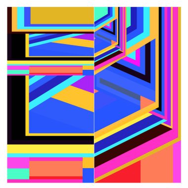 Kaynak için vektör renkli geometrik ve eğri arkaplan deseni