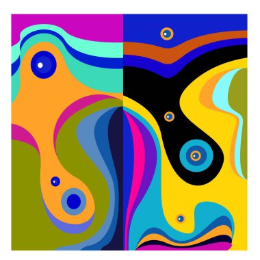 Kaynak için vektör renkli geometrik ve eğri arkaplan deseni