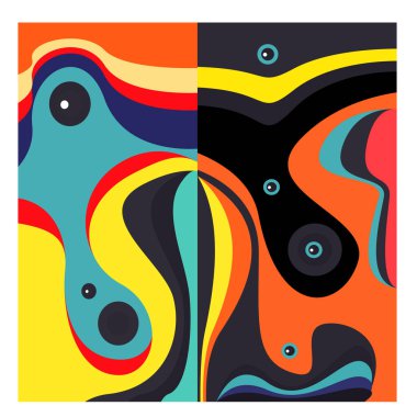 Kaynak için vektör renkli geometrik ve eğri arkaplan deseni