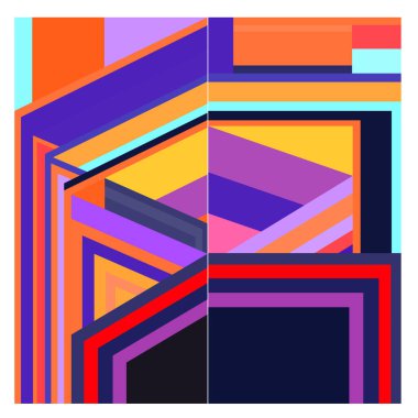 Kaynak için vektör renkli geometrik ve eğri arkaplan deseni