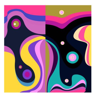 Kaynak için vektör renkli geometrik ve eğri arkaplan deseni