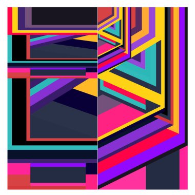 Kaynak için vektör renkli geometrik ve eğri arkaplan deseni