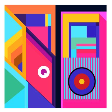 Kaynak için vektör renkli geometrik ve eğri arkaplan deseni