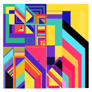 Kaynak için vektör renkli geometrik ve eğri arkaplan deseni