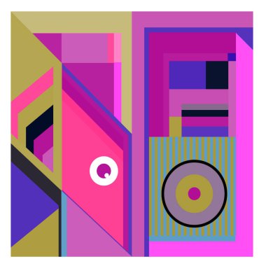 Kaynak için vektör renkli geometrik ve eğri arkaplan deseni