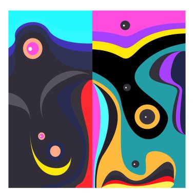 Kaynak için vektör renkli geometrik ve eğri arkaplan deseni