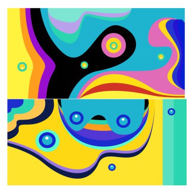 Kaynak için vektör renkli geometrik ve eğri arkaplan deseni