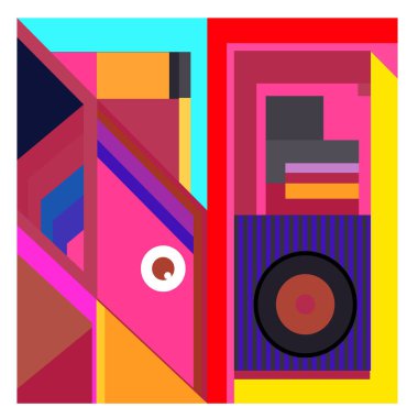 Kaynak için vektör renkli geometrik ve eğri arkaplan deseni