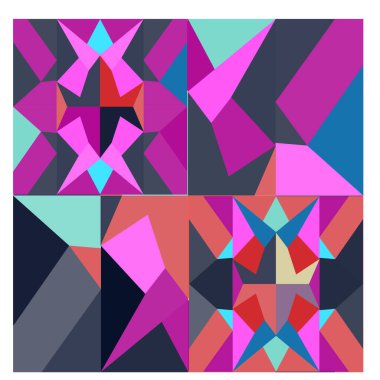 Kaynak için vektör renkli geometrik ve eğri arkaplan deseni