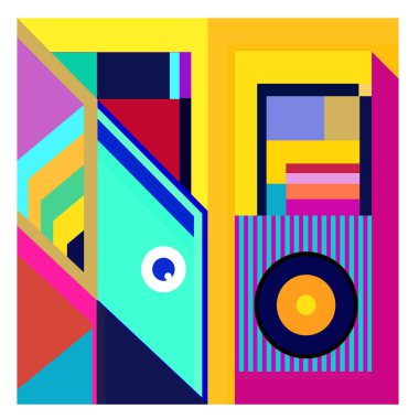 Kaynak için vektör renkli geometrik ve eğri arkaplan deseni