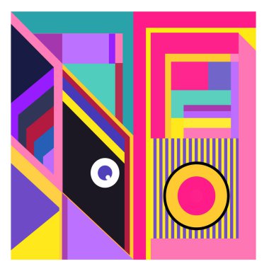 Kaynak için vektör renkli geometrik ve eğri arkaplan deseni